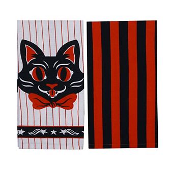 Celebrate Together™ Halloween 2-Pack Vintage Cat Print Kitchen Towel Set