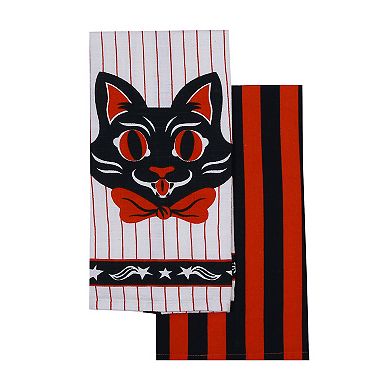 Celebrate Together Halloween 2-Pack Vintage Cat Print Kitchen Towel Set