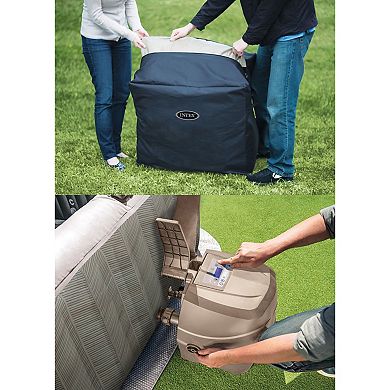 Intex: PureSpa: Chevron Deluxe Inflatable 4 Person 69" Square Outdoor Heated Hot Tub