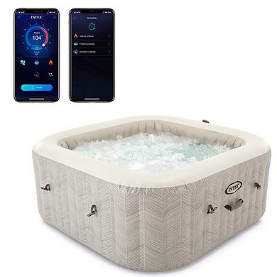 Intex: PureSpa: Chevron Deluxe Inflatable 4 Person 69" Square Outdoor Heated Hot Tub