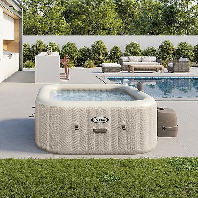 Intex: PureSpa: Chevron Deluxe Inflatable 4 Person 69" Square Outdoor Heated Hot Tub