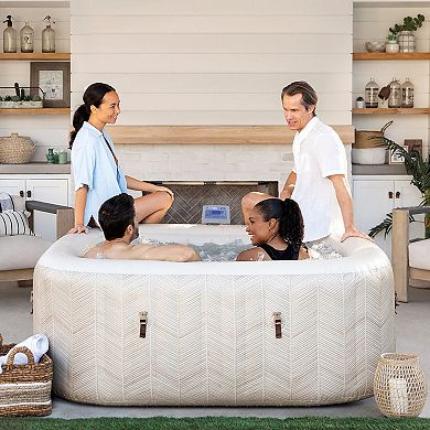 Intex: PureSpa: Chevron Deluxe Inflatable 4 Person 69" Square Outdoor Heated Hot Tub