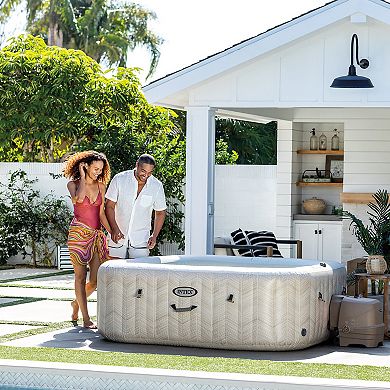 Intex: PureSpa: Chevron Deluxe Inflatable 6 Person 77" Square Outdoor Heated Hot Tub