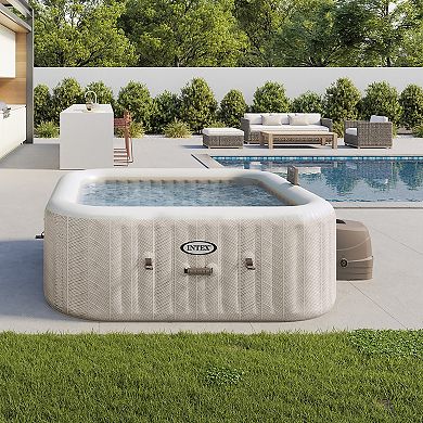 Intex: PureSpa: Chevron Deluxe Inflatable 6 Person 77" Square Outdoor Heated Hot Tub