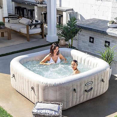 Intex: PureSpa: Chevron Deluxe Inflatable 6 Person 77" Square Outdoor Heated Hot Tub