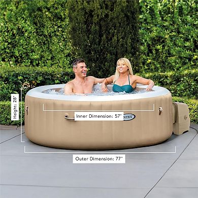 Intex: PureSpa: Sahara Tan Inflatable 4 Person 77" Hot Tub Set