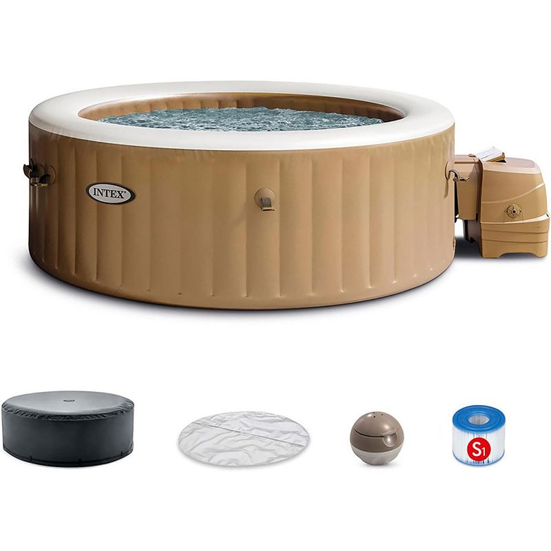 Intex: PureSpa: Sahara Tan Inflatable 6 Person 85" Hot Tub Set, Multi