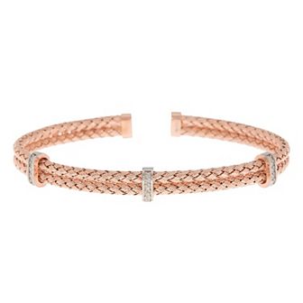 Meshmerise 18k Gold Over Silver 1/5 Carat T.W. Diamond Bangle Bracelet