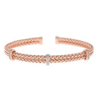 Meshmerise 18k Gold Over Silver 1/5 Carat T.W. Diamond Bangle Bracelet