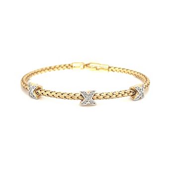Meshmerise 18k Gold Over Silver 1/4 Carat T.W. Diamond Weave Bangle Bracelet