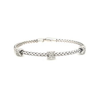 Meshmerise 18k Gold Over Silver 1/4 Carat T.W. Diamond Weave Bangle Bracelet