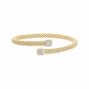 Meshmerise Sterling Silver 1/6 Carat T.W. Diamond Bangle Bracelet