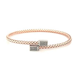 Meshmerise 1/6 Carat T.W. Diamond Rectangle Ends Wrap Bracelet