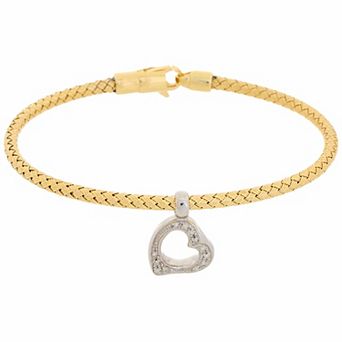 Meshmerise 1/10 Carat T.W. Diamond Heart Charm Rope Bracelet