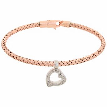 Meshmerise 1/10 Carat T.W. Diamond Heart Charm Rope Bracelet