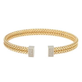 Meshmerise 1/8 Carat T.W. Diamond Double Band Cuff Bracelet