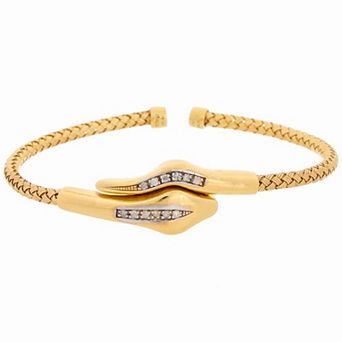 Meshmerise 1/8 Carat T.W. Diamond Snake Overlap Cuff Bracelet