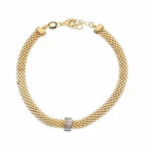 Meshmerise 18k Gold Over Sterling Silver Diamond Accent Jewel Mesh Bracelet, Women's, Size: 7", Gold Tone