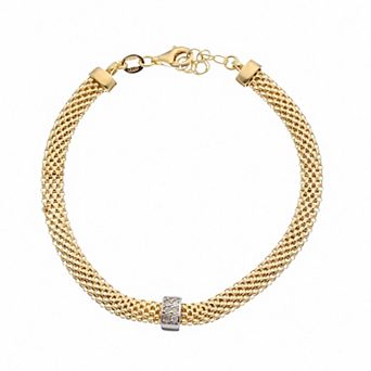 Meshmerise 18k Gold Over Sterling Silver Diamond Accent Jewel Mesh Bracelet