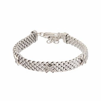 Meshmerise 1/8 Carat T.W. Diamond X Charm Bracelet