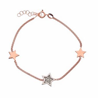 Meshmerise Sterling Silver Diamond Accented Stars Bracelet