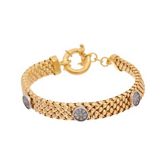 Meshmerise 18k Gold Over Sterling Silver 1/7 Carat T.W. Diamond Bracelet