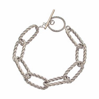 Meshmerise Sterling Silver 1/5 Carat T.W. Diamond Twisted Link Toggle Bracelet