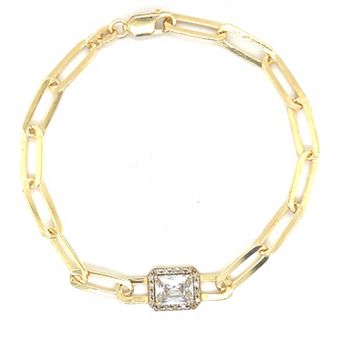 Meshmerise Sterling Silver White Topaz and 1/7 Carat T.W. Diamond Link Bracelet