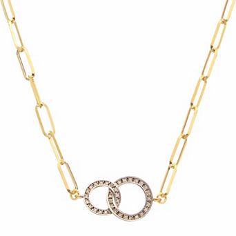 Meshmerise Sterling Silver 1/4 Carat T.W. Diamond Double Circle Necklace