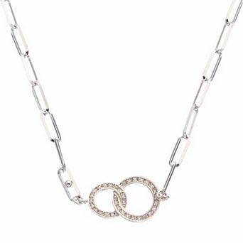Meshmerise Sterling Silver 1/4 Carat T.W. Diamond Double Circle Necklace