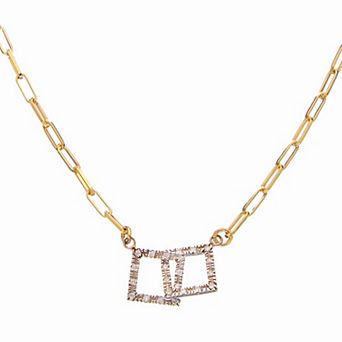 Meshmerise Sterling Silver 1/6 Carat T.W. Diamond Double Squares Necklace