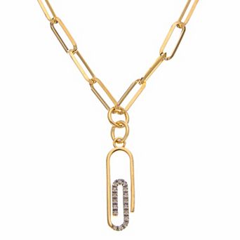 Meshmerise Sterling Silver 1/10 Carat T.W. Diamond Paperclip Pendant Necklace