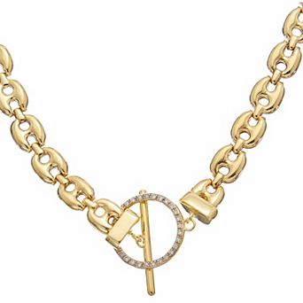 Meshmerise 18k Gold Over Sterling Silver 1/5 Carat T.W. Diamond Mariner Chain Toggle Necklace