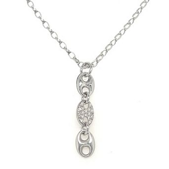 Meshmerise Sterling Silver 1/7 Carat T.W. Diamond Links Drop Necklace
