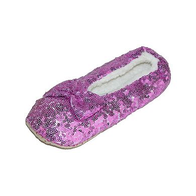 Alotta Knits Women's Sequins Ballerina Slippers with Sherpa Fleece Lining