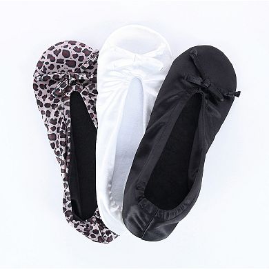 CTM Women's Satin Ballerina Slipper House Shoe
