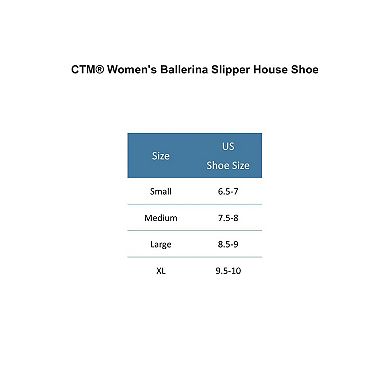CTM Women's Satin Ballerina Slipper House Shoe