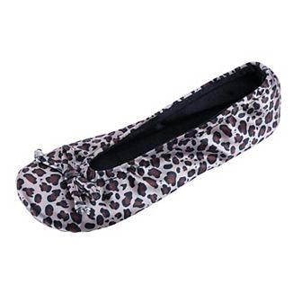 CTM Women's Satin Ballerina Slipper House Shoe