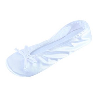 CTM Women's Satin Ballerina Slipper House Shoe