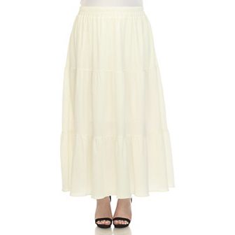 Plus Size Pleated Tiered Maxi Skirt