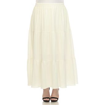 Plus Size Pleated Tiered Maxi Skirt