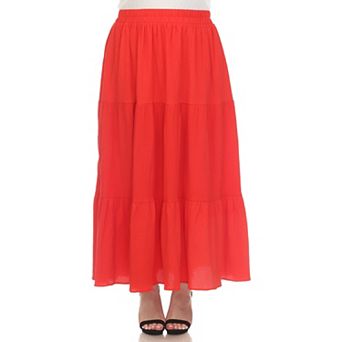 Plus Size Pleated Tiered Maxi Skirt