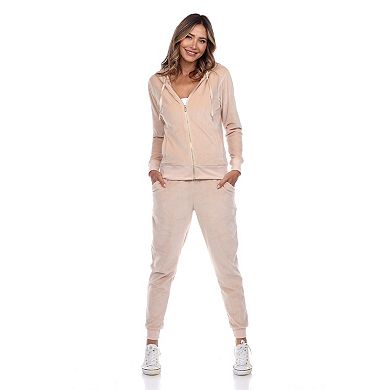 Women's 2 Piece Velour Tracksuit Set