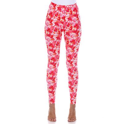 White Mark Women's Super Soft Heart Printed Leggings Black/Brown