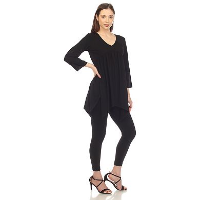 Women's Empire Waist V-neck Tunic Top