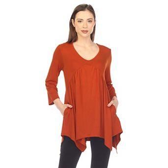 Women's Empire Waist V-neck Tunic Top