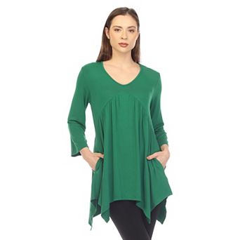 Women's Empire Waist V-neck Tunic Top