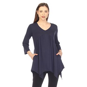 Women's Empire Waist V-neck Tunic Top