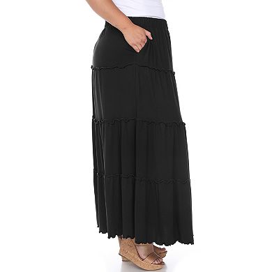 Plus Size Super Soft Tiered Maxi Skirt