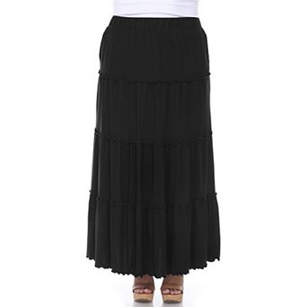 Plus Size Super Soft Tiered Maxi Skirt